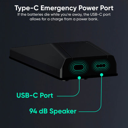Black electronic device with USB-C port and speaker on a dark background
