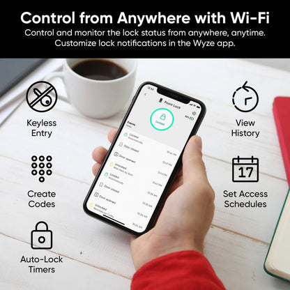 Hand holding a smartphone with a lock app.