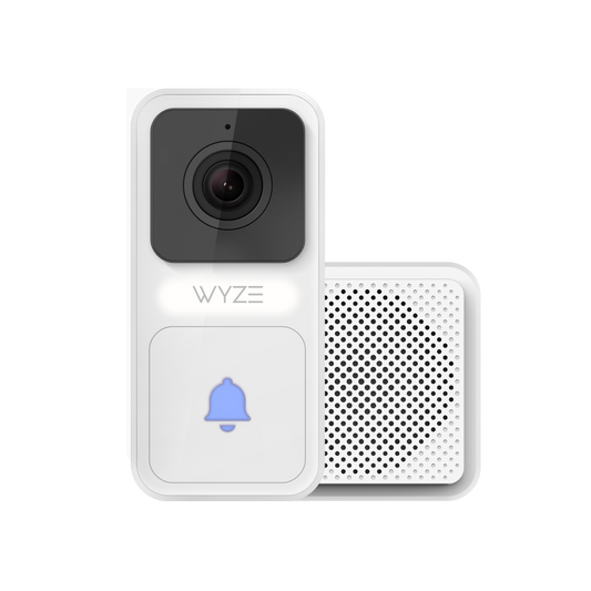 Wyze Video Doorbell and chime unit next to each other