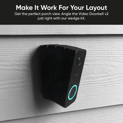 Wedge kit installed with Doorbell v2 and the original wedge base on siding